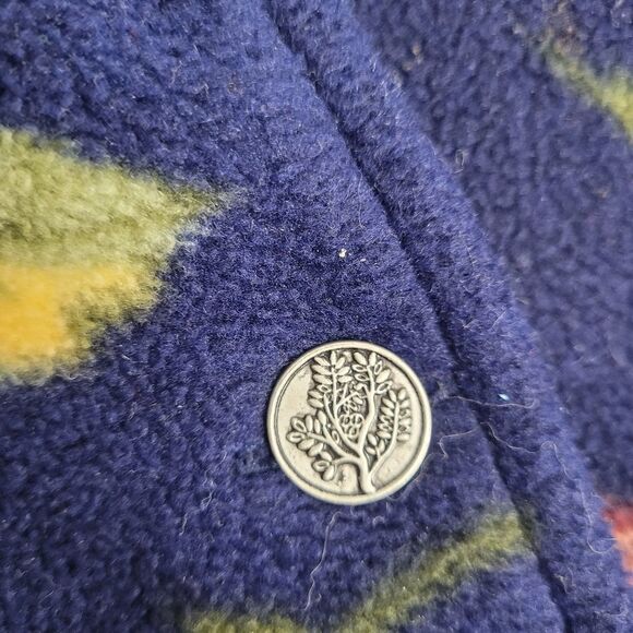 VINTAGE 90s shacket floral button front blue fleece button up jacket M - Picture 7 of 10